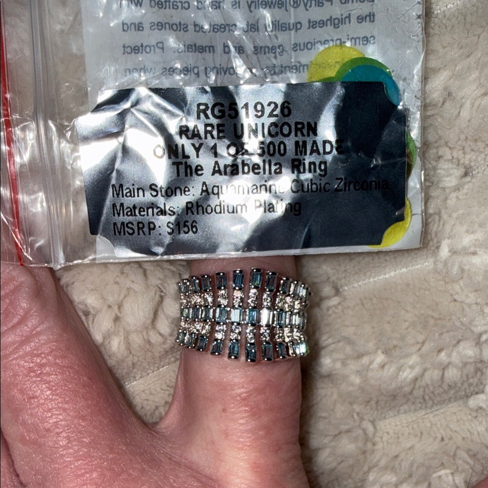 The Arabella Ring - Aquamarine Cubic Zirconia Rhodium Plated - Blue